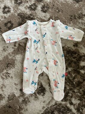 Magnetic Me White Footed One-Piece with Pink & Blue Floral Accents